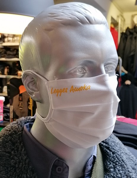 Behelfsmaske "Legges Amoka" Farbe weiß mit Bindeband