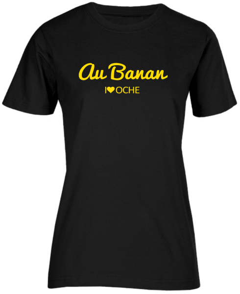 "AU BANAN" curved - Auslaufmodell schwarzes Damen T-Shirt