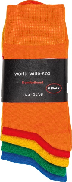world-wide-sox color 5er paar Socken