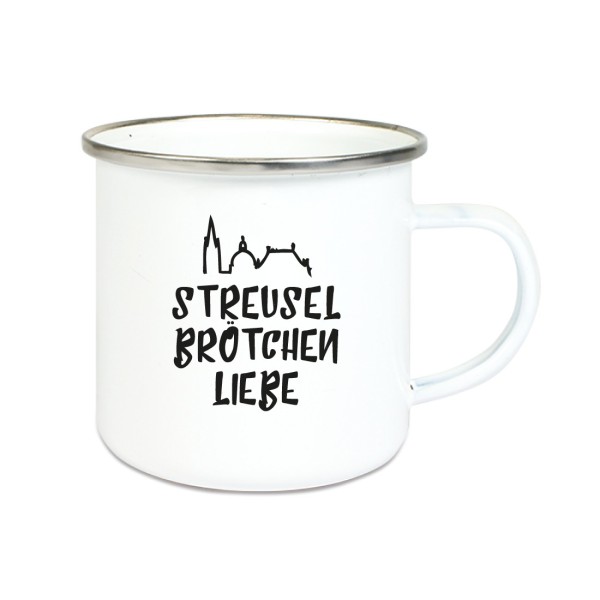 "STREUSELBRÖTCHENLIEBE" - Emailletasse