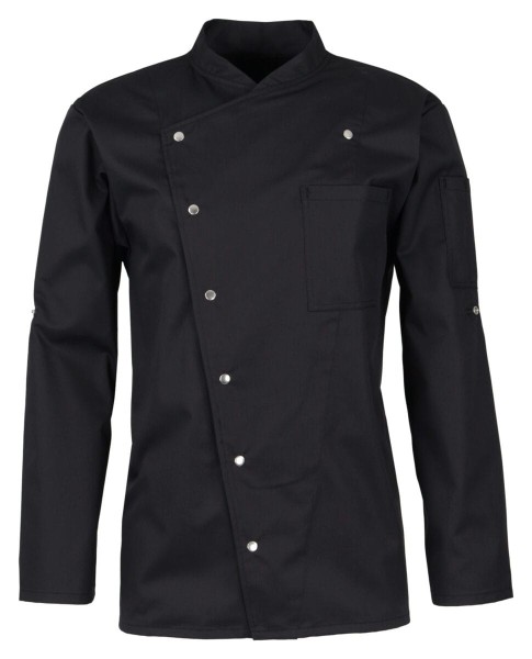 Kochjacke für Damen und Herren schwarz – Druckknöpfe